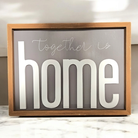Farmhouse Wooden Sign Decor For Home- “Together Is Home” Modern Farmhouse Rustic - Picture 1 of 5